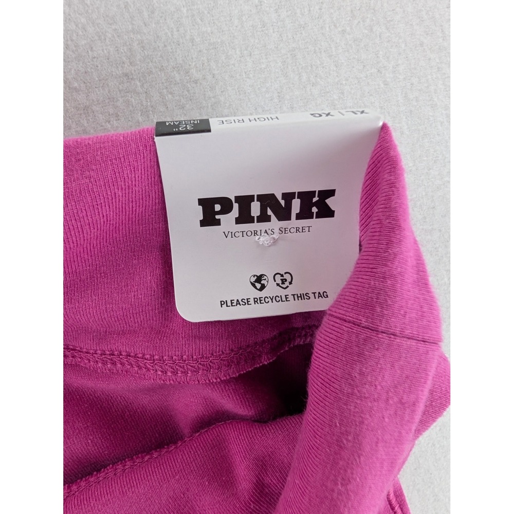 Victoria's Secret PINK Womens XL Pink Y2K Foldover Flare Heart Leggings NWT - Picture 9 of 11